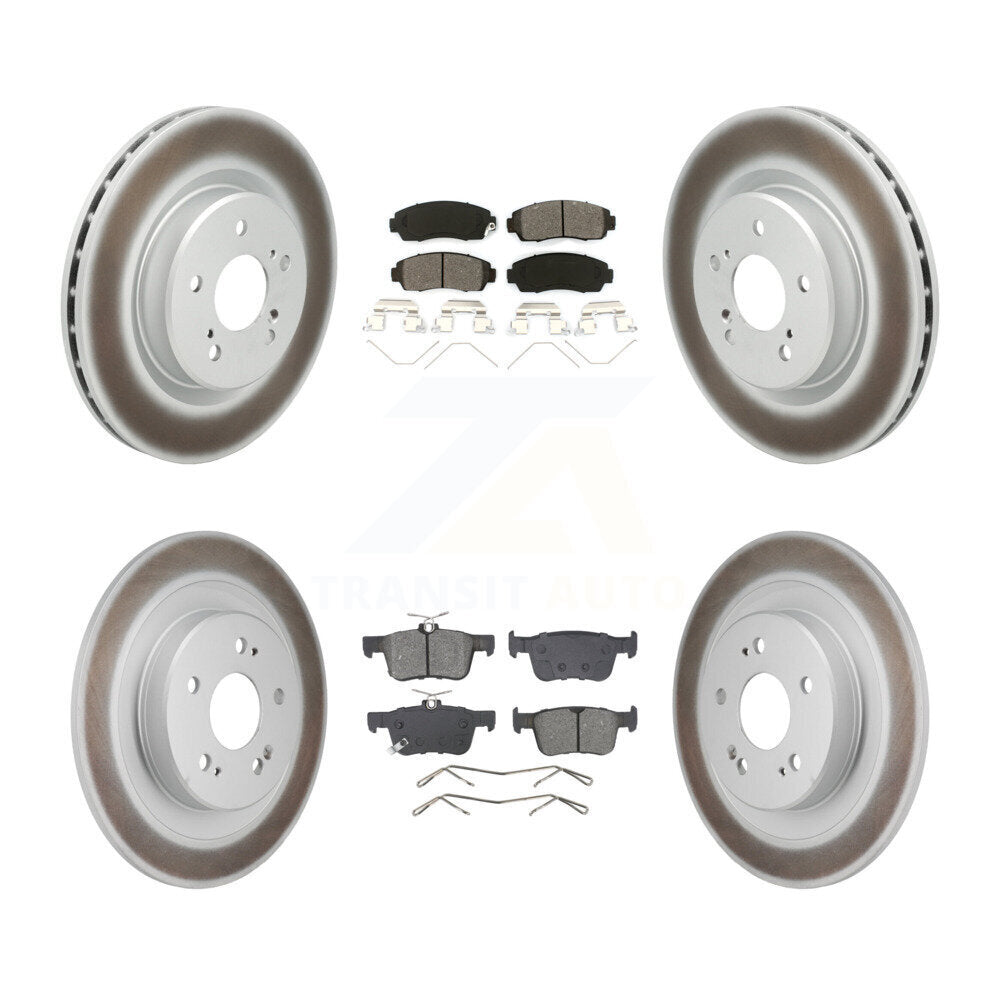 Front Rear Coated Disc Brake Rotor And Semi-Metallic Pad Kit For 2021-2023 Acura TLX 2.0L KGS-102766