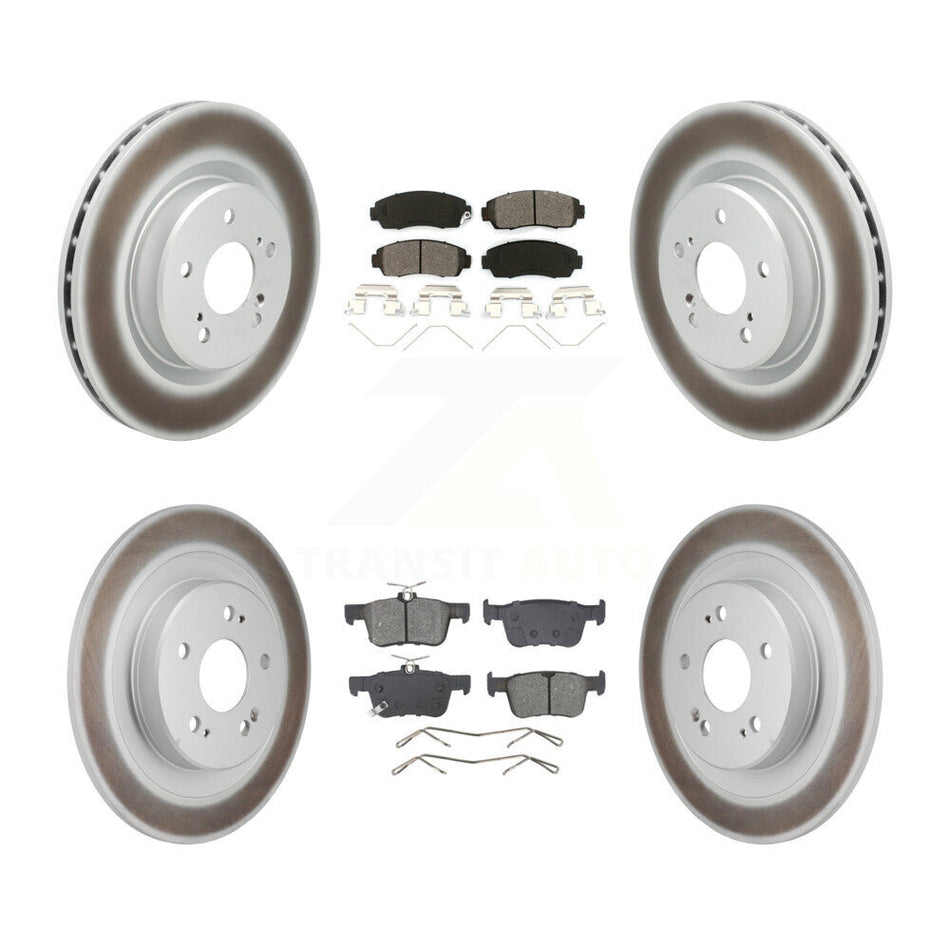 Front Rear Coated Disc Brake Rotor And Semi-Metallic Pad Kit For 2021-2023 Acura TLX 2.0L KGS-102766