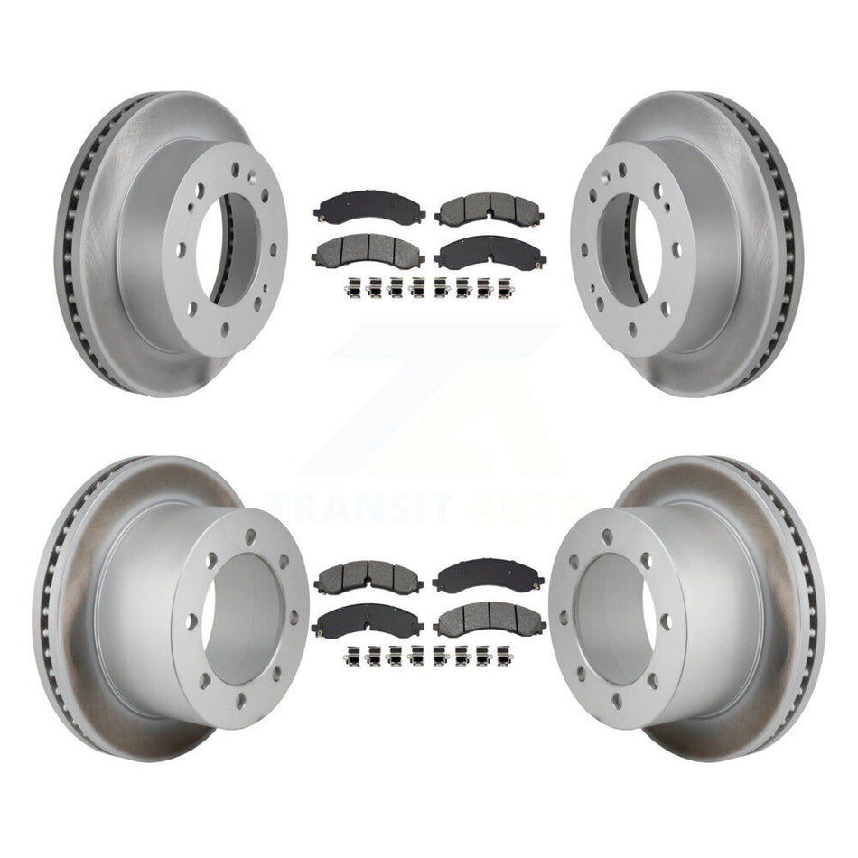 Front Rear Coated Disc Brake Rotor Semi-Metallic Pad Kit For GMC Sierra 3500 HD Chevrolet KGS-102773