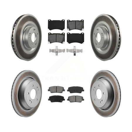 Front Rear Coated Disc Brake Rotors And Semi-Metallic Pads Kit For 2011 Hyundai Equus KGS-102779