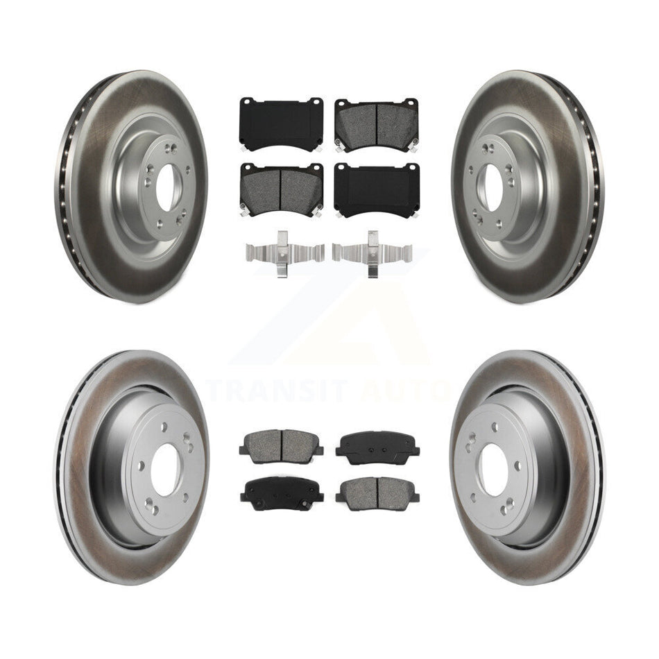 Front Rear Coated Disc Brake Rotors And Semi-Metallic Pads Kit For 2011 Hyundai Equus KGS-102779
