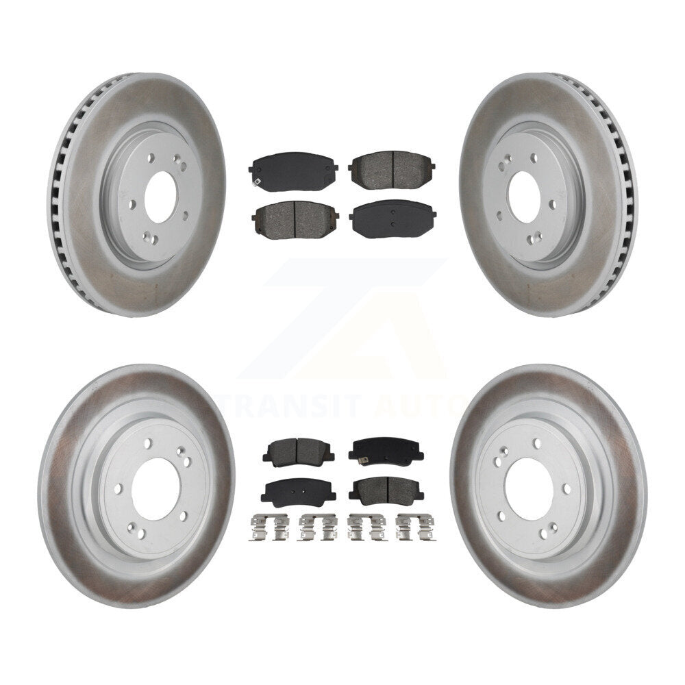 Front Rear Coated Disc Brake Rotors Semi-Metallic Pad Kit For Hyundai Tucson Kia Sportage KGS-102784