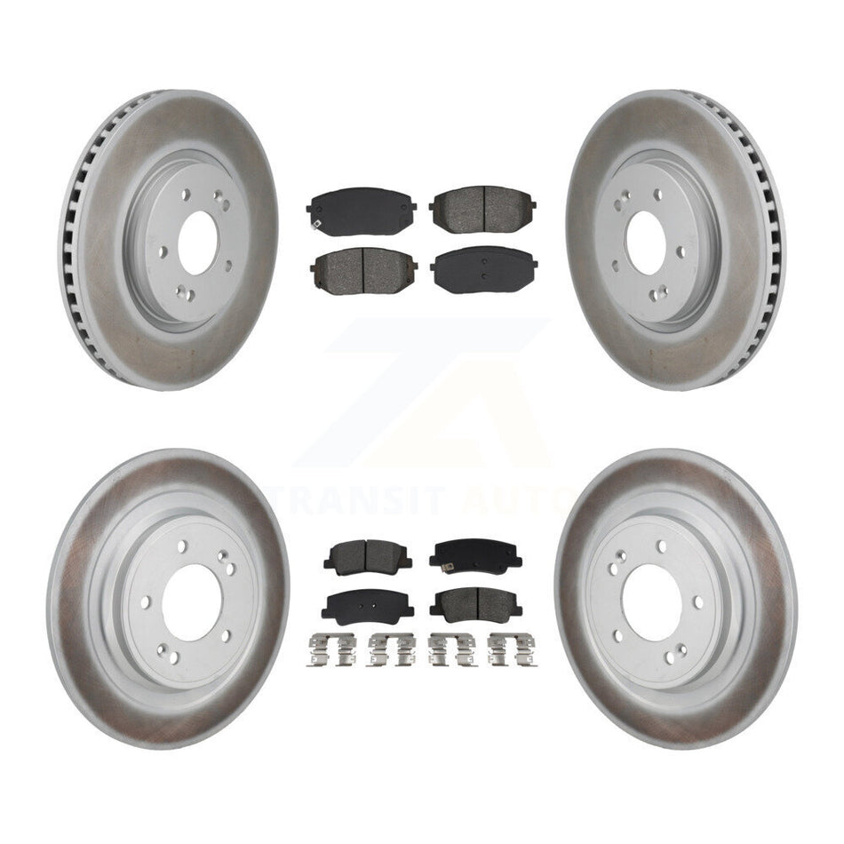 Front Rear Coated Disc Brake Rotors Semi-Metallic Pad Kit For Hyundai Tucson Kia Sportage KGS-102784
