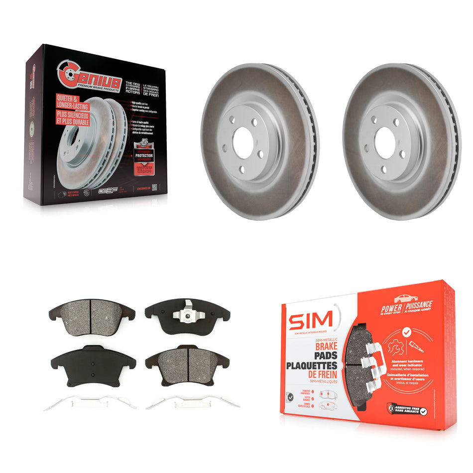Front Coated Disc Brake Rotors And Semi-Metallic Pads Kit For 2017-2020 Lincoln MKZ 2.0L KGS-102807