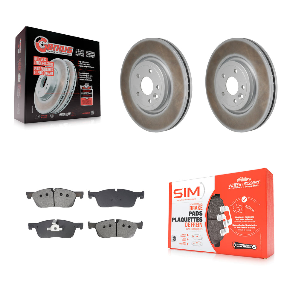 Front Coated Disc Brake Rotors And Semi-Metallic Pads Kit For Jaguar XE XF KGS-102808