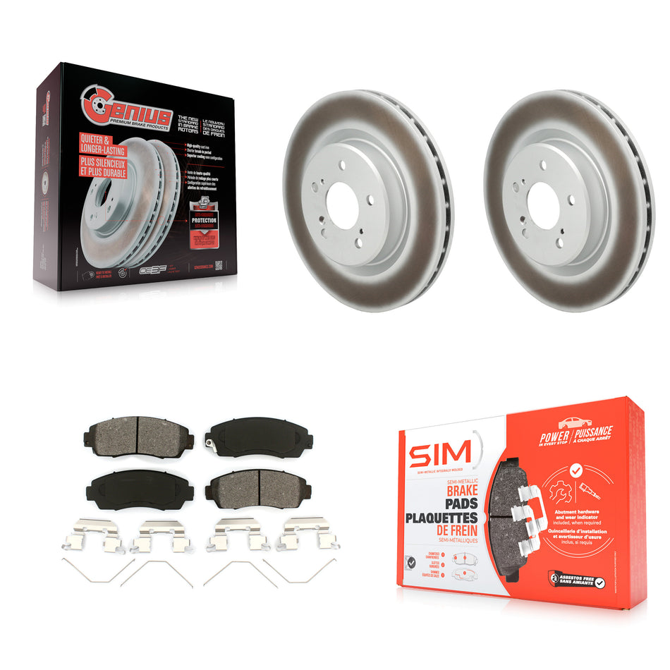 Front Coated Disc Brake Rotors And Semi-Metallic Pads Kit For 2021-2023 Acura TLX 2.0L KGS-102812