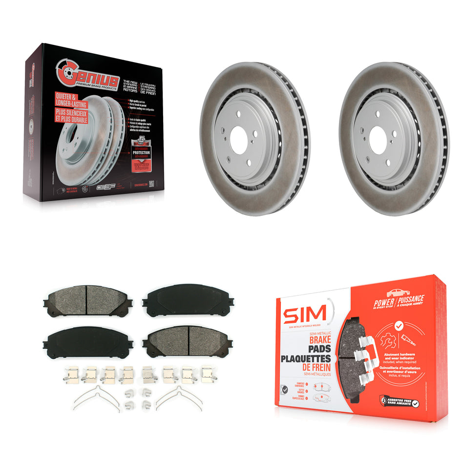 Front Coated Disc Brake Rotors And Semi-Metallic Pads Kit For 2020-2022 Toyota Highlander KGS-102813
