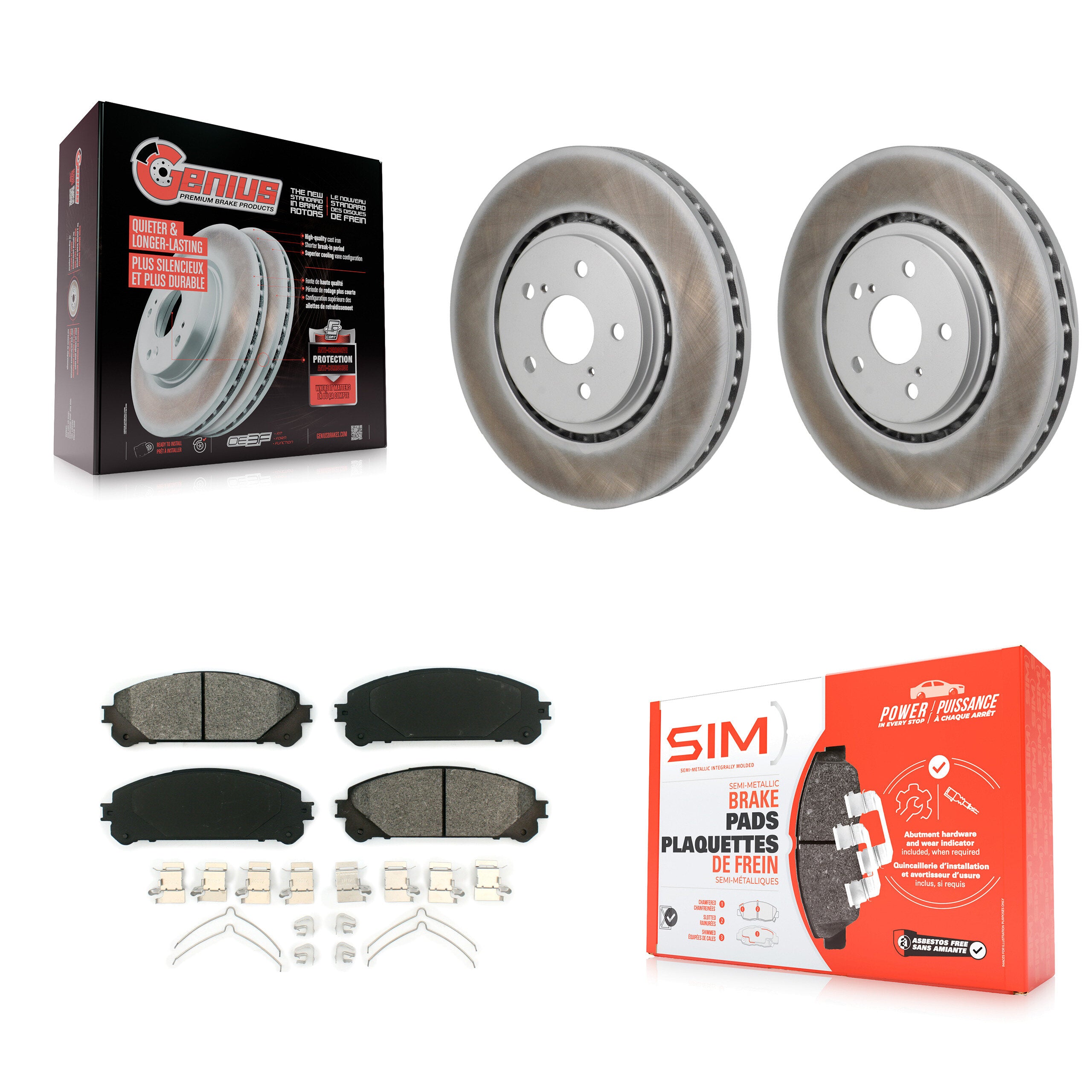 Front Coated Brake Rotor & Semi-Metallic Pad Kit For Toyota Sienna RAV4 Prime bZ4X Subaru KGS-102814