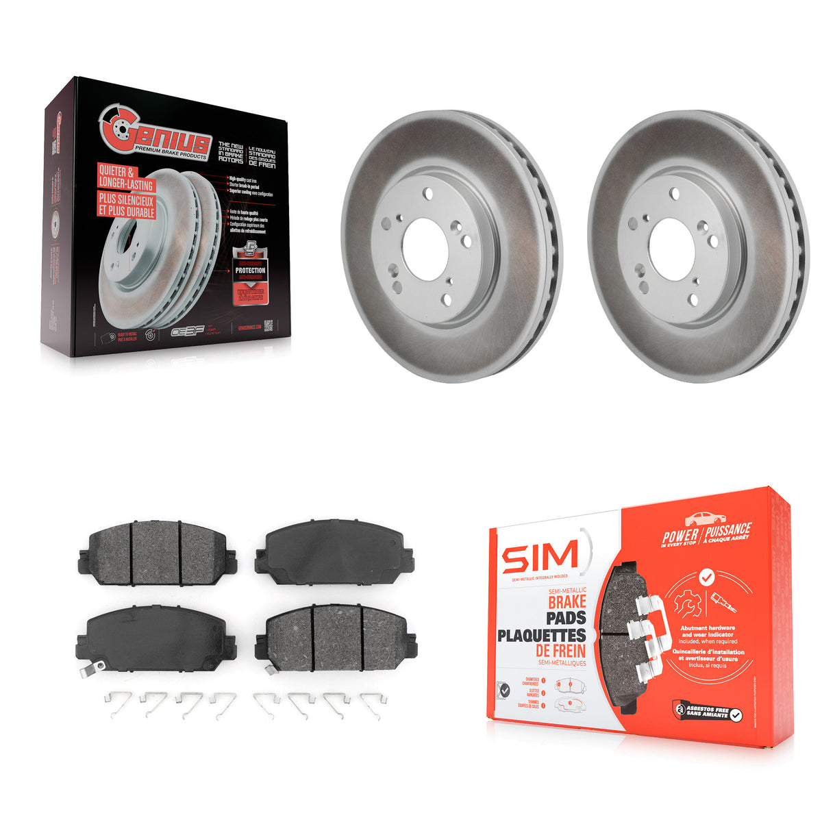 Front Coated Disc Brake Rotors And Semi-Metallic Pads Kit For 2017-2021 Honda Clarity KGS-102819