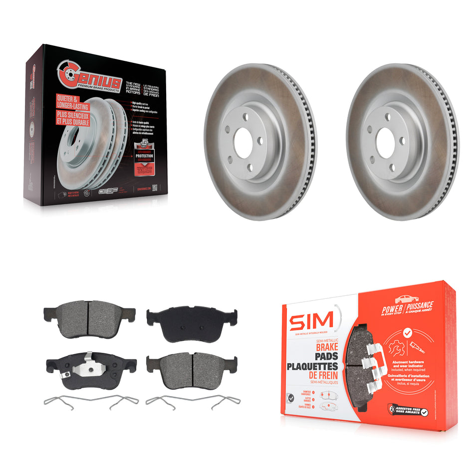 Front Coated Disc Brake Rotors And Semi-Metallic Pads Kit For 2022-2023 Ford Maverick KGS-102831