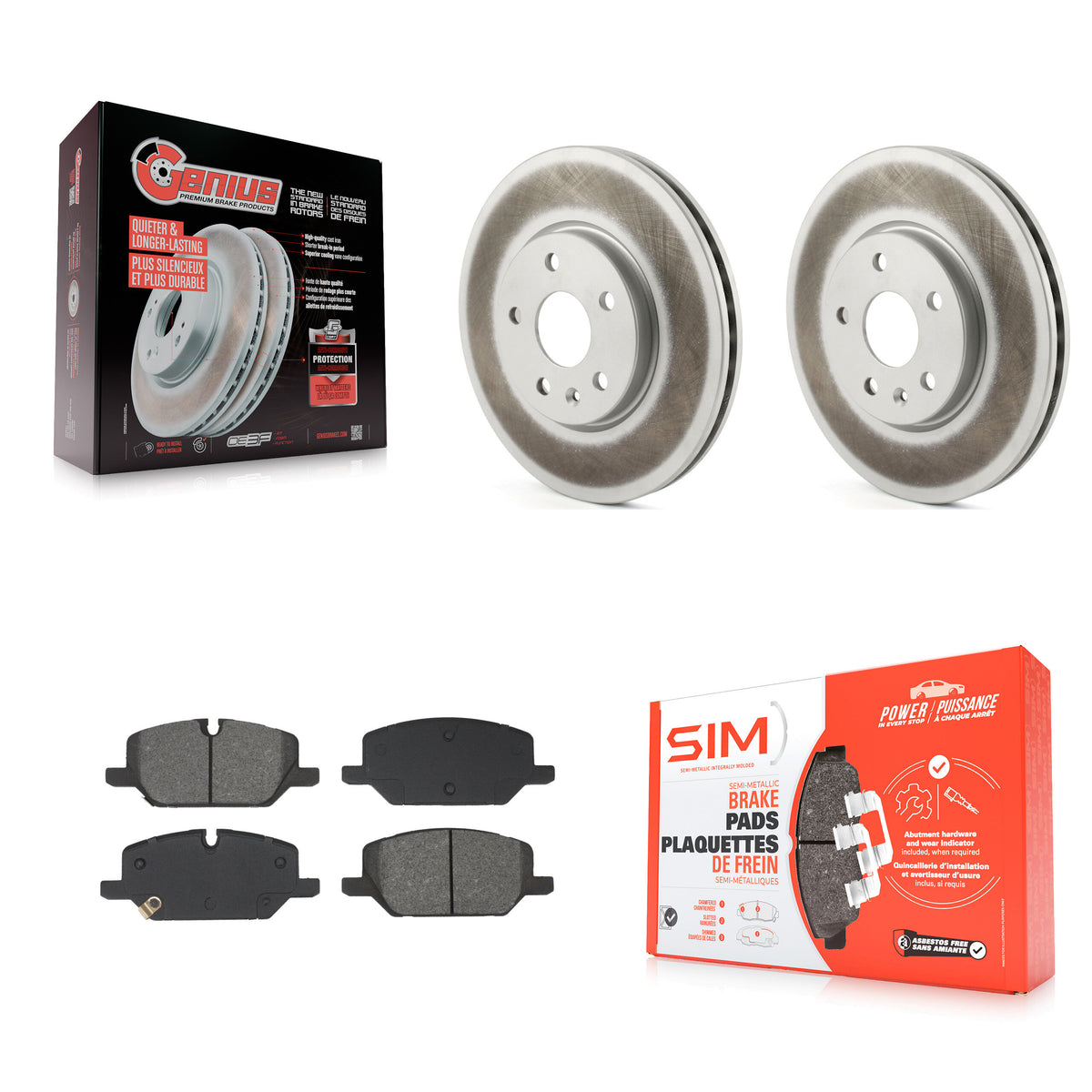 Front Coated Disc Brake Rotors And Semi-Metallic Pads Kit For Buick Envision Cadillac XT4 KGS-102837