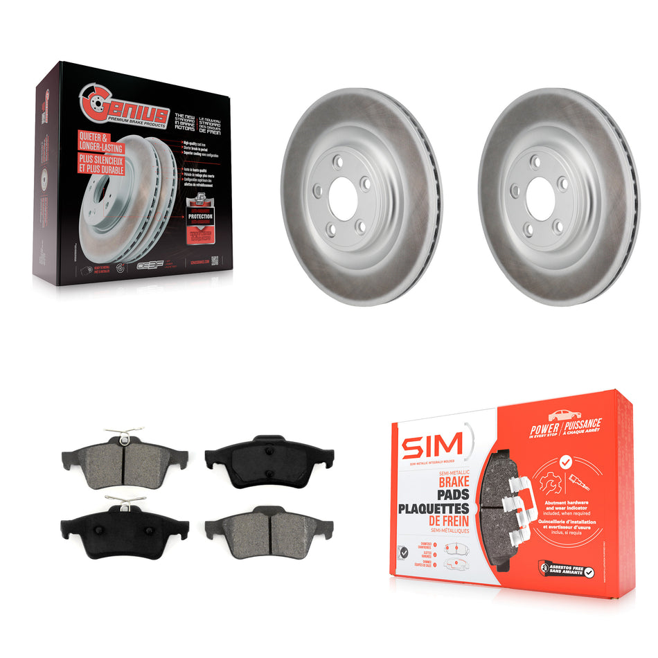 Rear Coat Brake Rotors Semi-Metallic Pad Kit For 2016 Jaguar XJ With Manual Parking KGS-102844