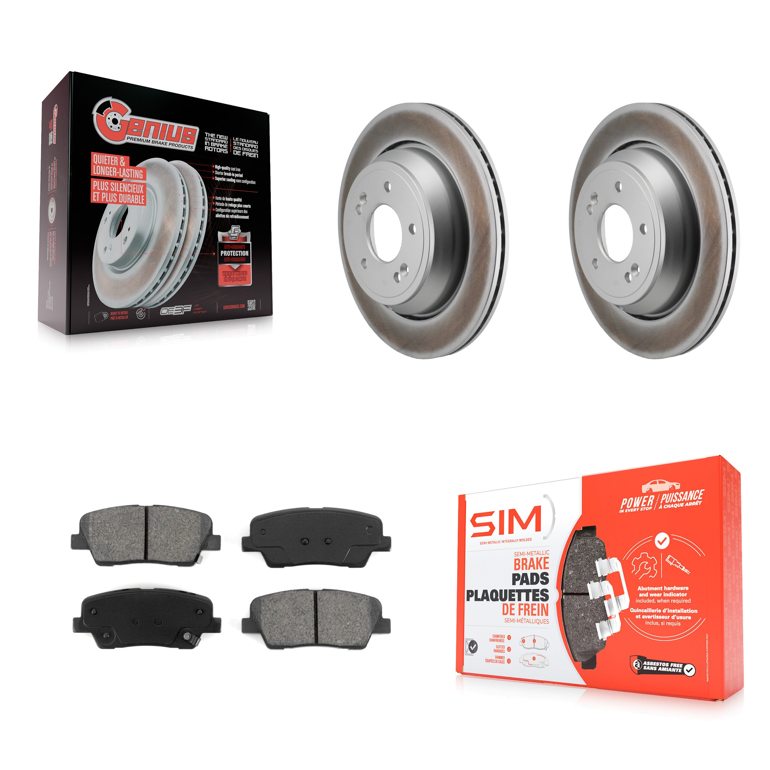 Rear Coated Disc Brake Rotors And Semi-Metallic Pads Kit For Hyundai Equus Kia K900 KGS-102852