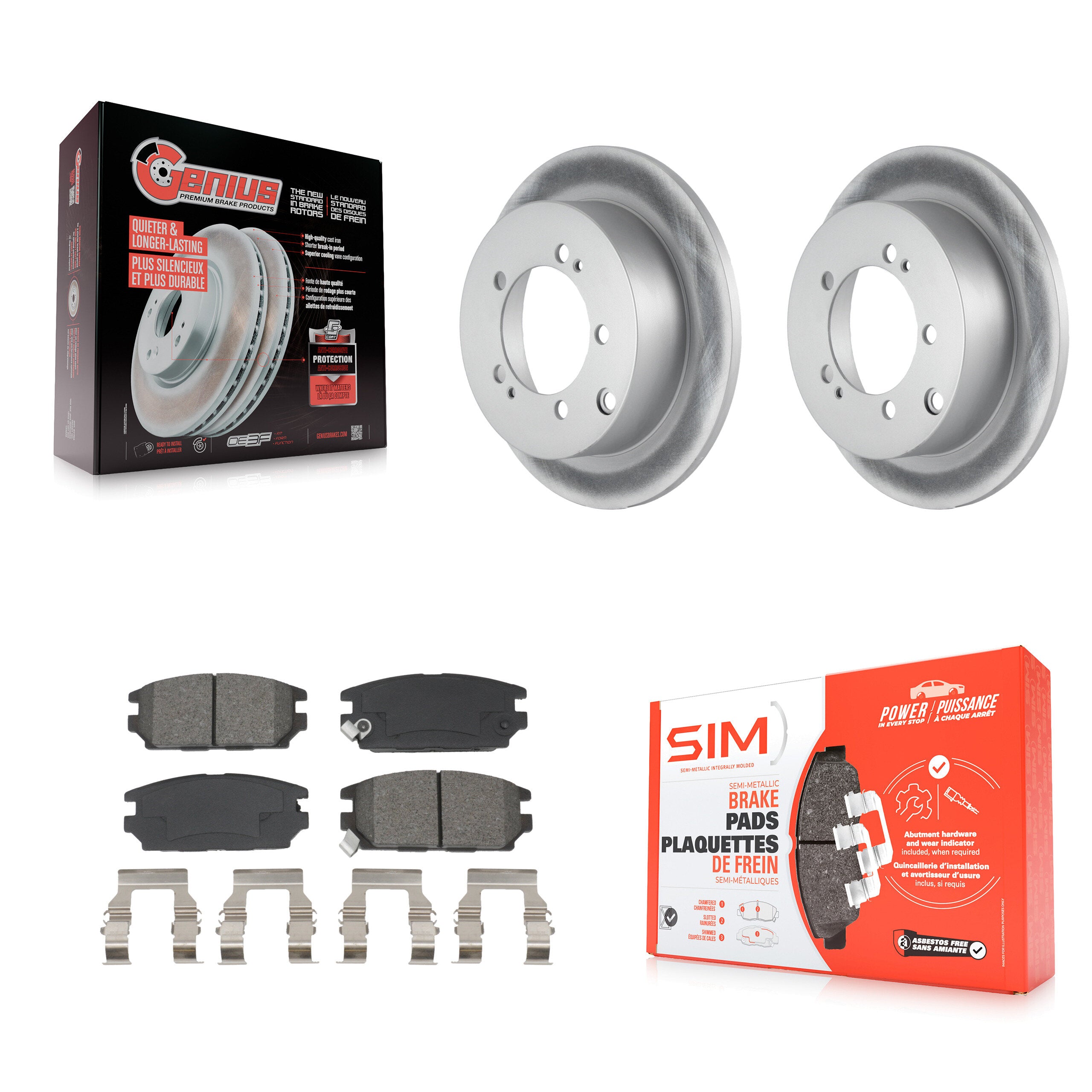 Rear Coated Disc Brake Rotors And Semi-Metallic Pads Kit For 1995 Mitsubishi Eclipse AWD KGS-102854