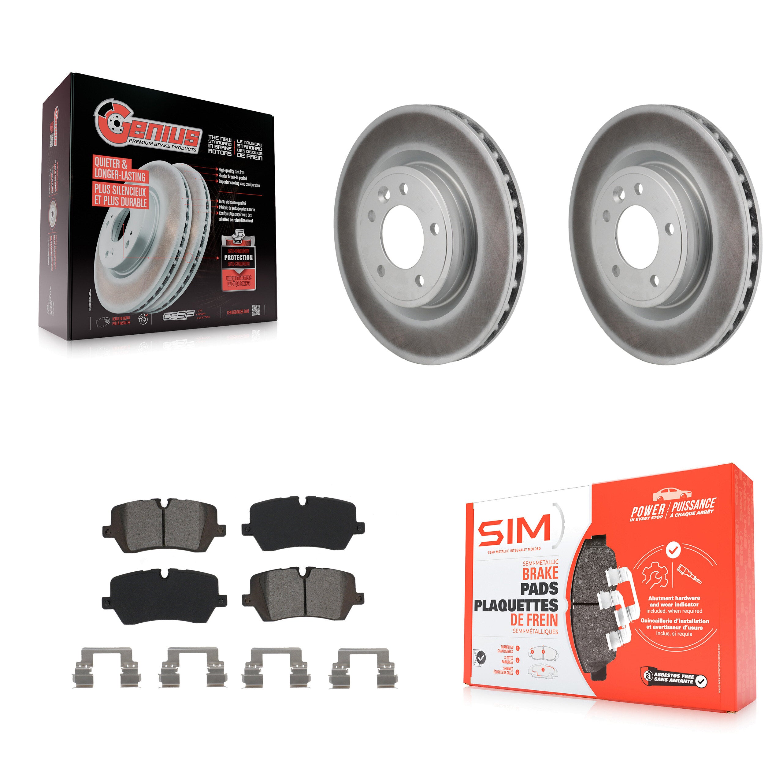 Rear Coated Disc Brake Rotors And Semi-Metallic Pads Kit For Land Rover Discovery Range KGS-102863