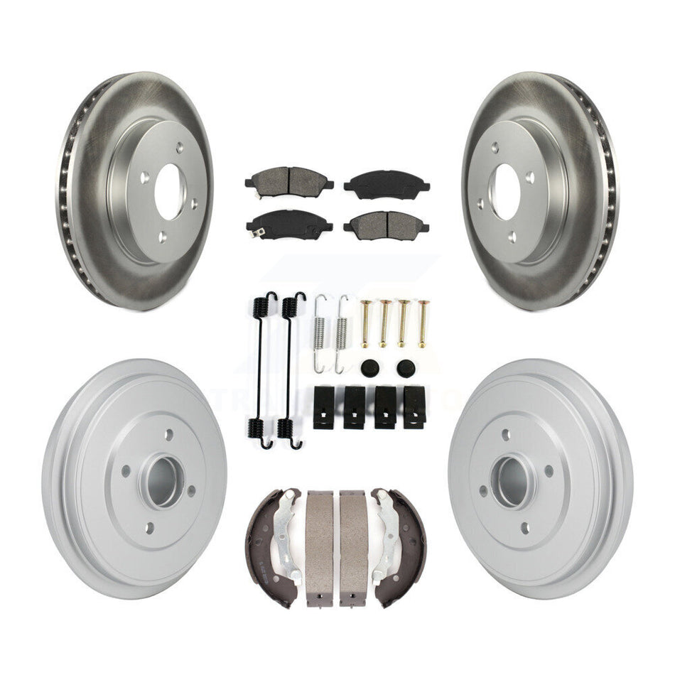 Front Rear Coat Brake Rotors Semi-Metallic Pad Drum Kit (7Pc) For Nissan Micra Versa Note KGS-102874