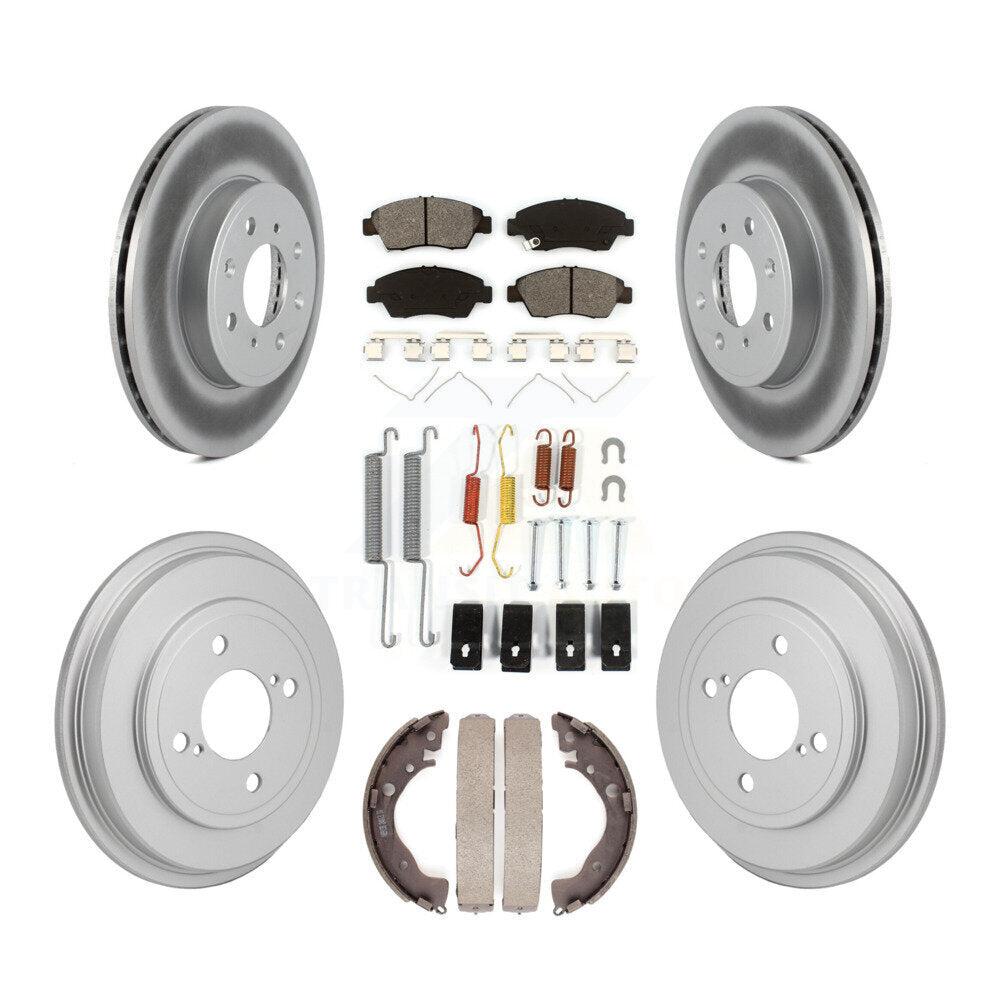 Front Rear Coat Disc Brake Rotor Semi-Metallic Pad Drum Kit (7Pc) For 2015-2020 Honda Fit KGS-102876