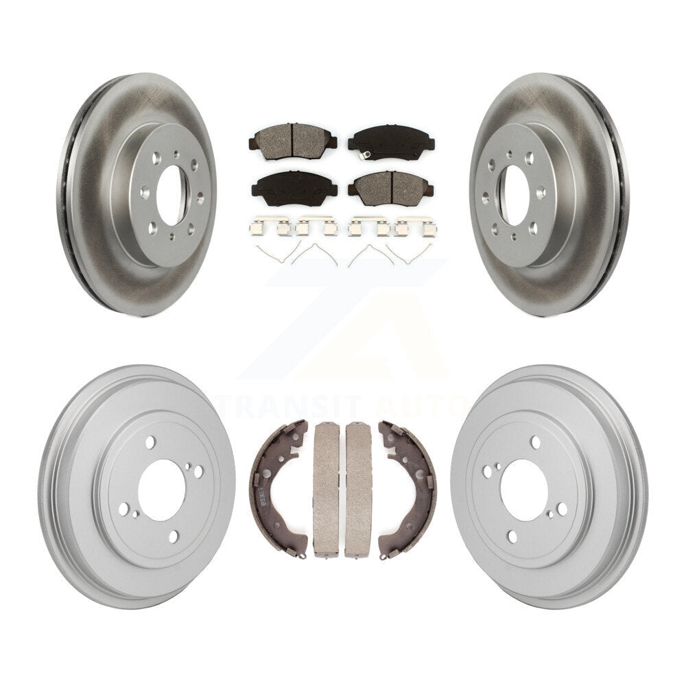 Front Rear Coated Disc Brake Rotors Semi-Metallic Pads And Drum Kit For 2013 Honda Fit DX KGS-102881