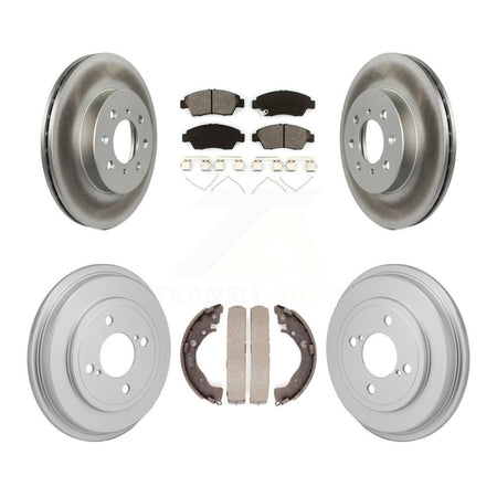 Front Rear Coated Disc Brake Rotors Semi-Metallic Pads And Drum Kit For 2013 Honda Fit DX KGS-102881