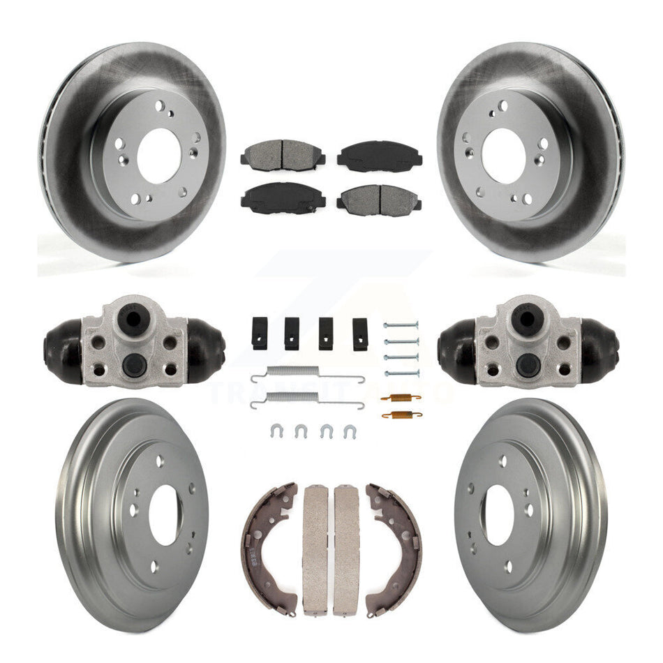 Front Rear Coated Disc Brake Rotors Semi-Metallic Pads And Drum Kit (9Pc) For Honda Civic KGS-102893