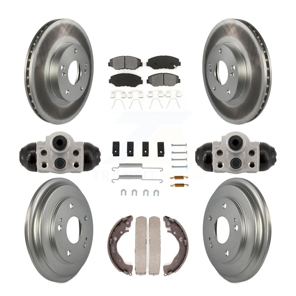 Front Rear Coated Disc Brake Rotors Semi-Metallic Pads And Drum Kit (9Pc) For Honda Civic KGS-102894
