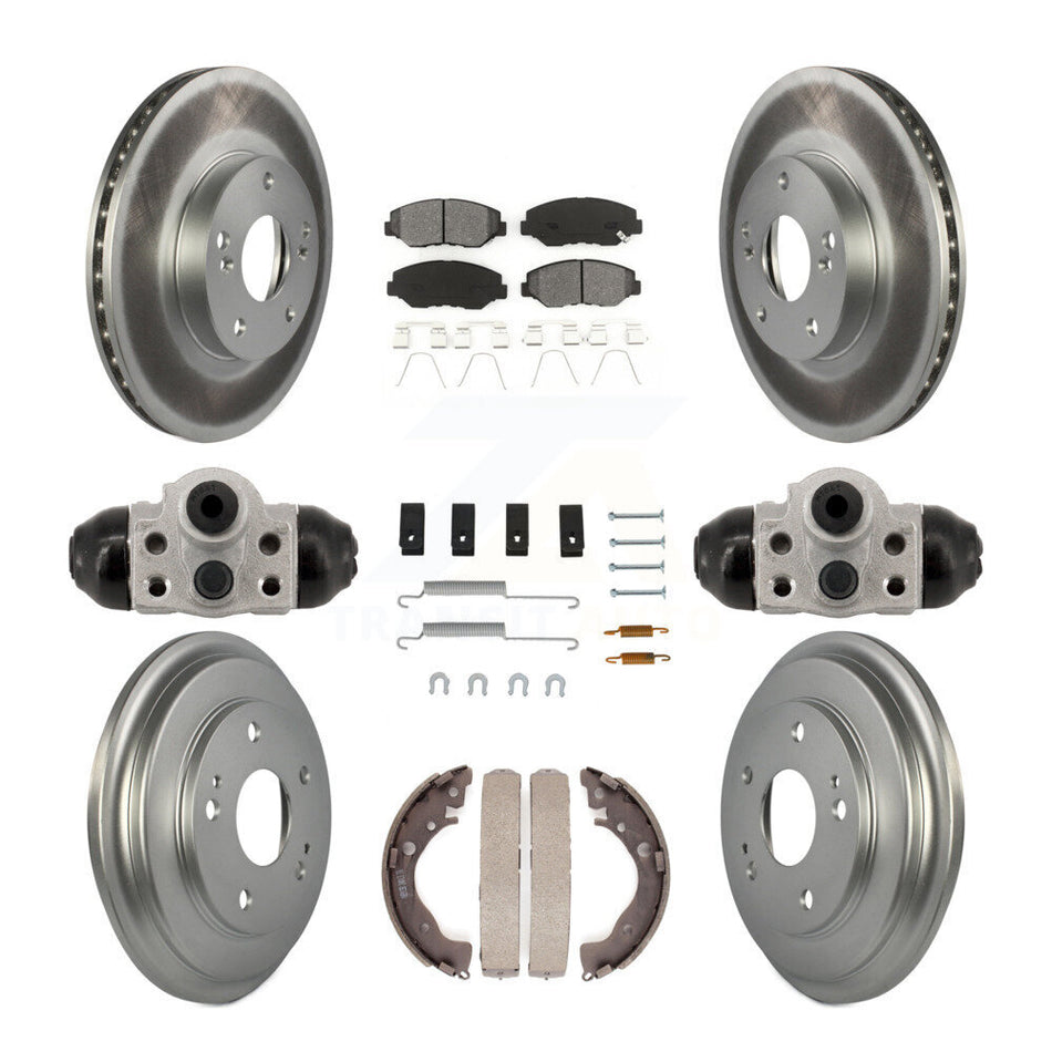 Front Rear Coated Disc Brake Rotors Semi-Metallic Pads And Drum Kit (9Pc) For Honda Civic KGS-102894