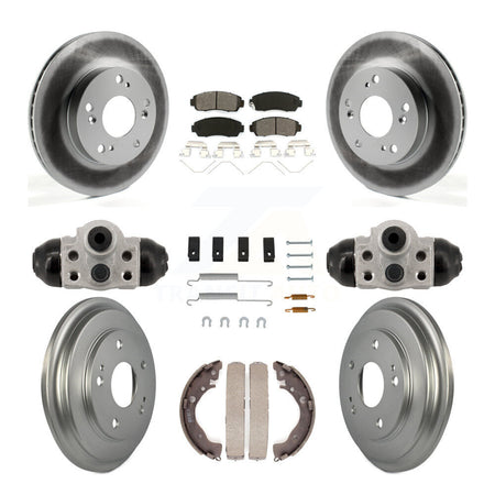 Front Rear Coated Disc Brake Rotors Semi-Metallic Pads And Drum Kit (9Pc) For Honda Civic KGS-102895
