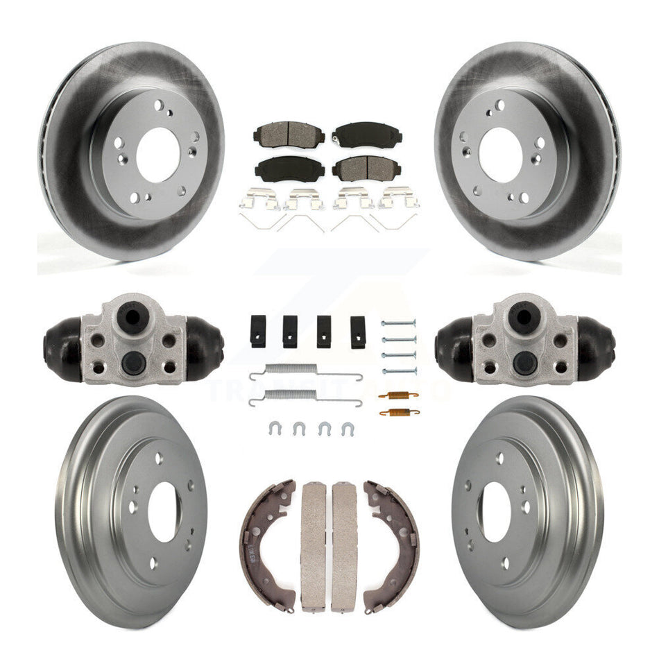 Front Rear Coated Disc Brake Rotors Semi-Metallic Pads And Drum Kit (9Pc) For Honda Civic KGS-102895