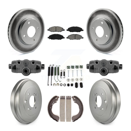 Front Rear Coat Brake Rotor Semi-Metallic Pad Drum Kit (9Pc) For Nissan Versa 4-Wheel ABS KGS-102897