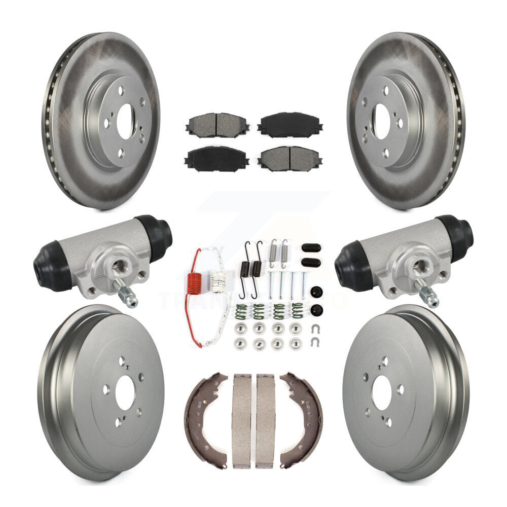 Front Rear Coated Disc Brake Rotors Semi-Metallic Pad & Drum Kit (9Pc) For Toyota Corolla KGS-102898