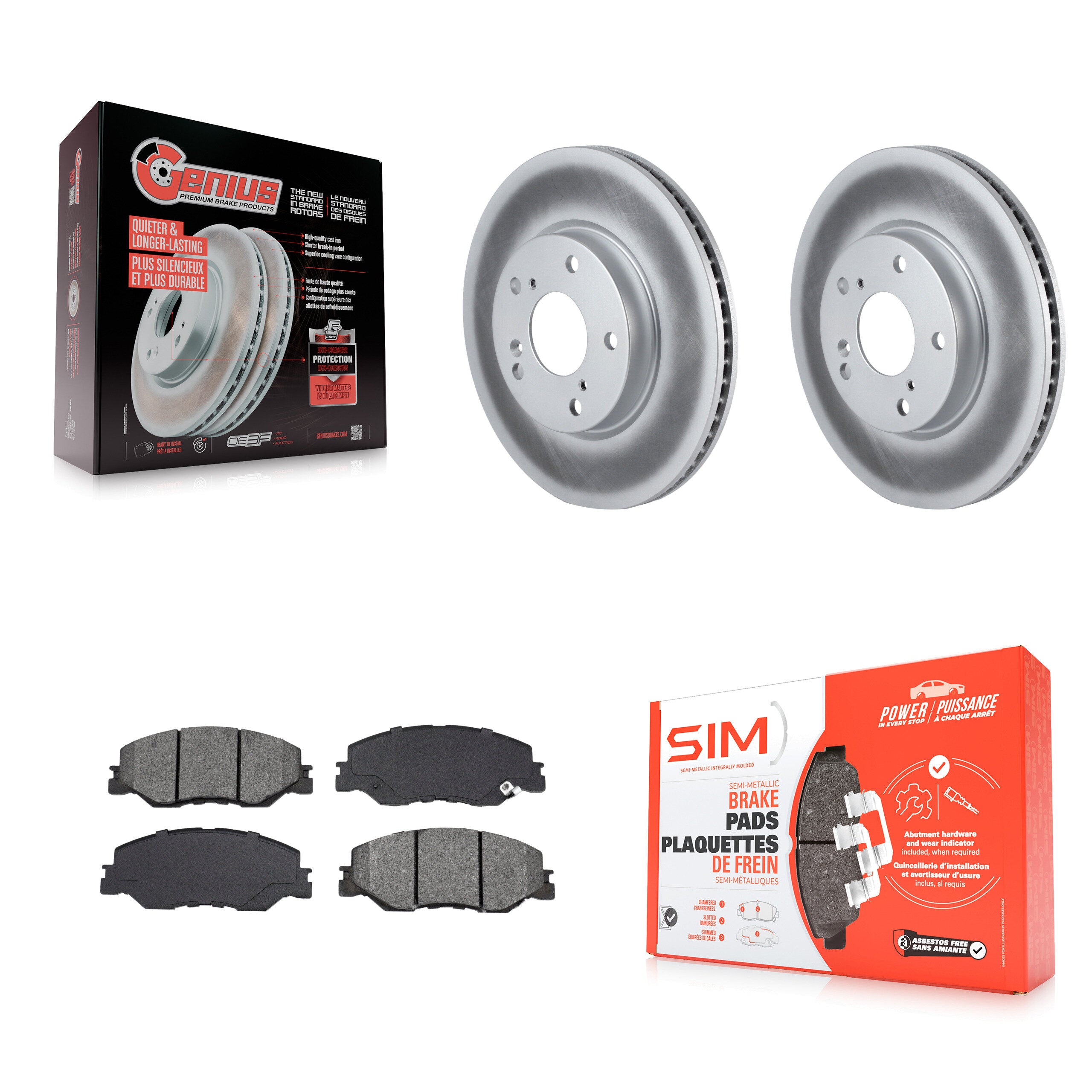 Front Coated Disc Brake Rotors And Semi-Metallic Pads Kit For Honda Civic Insight KGS-102910