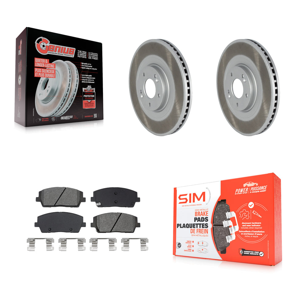 Front Coat Brake Rotor Semi-Metallic Pad Kit For 2020-2024 Hyundai Palisade Kia Telluride KGS-102912