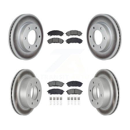 Front Rear Coated Disc Brake Rotors And Semi-Metallic Pads Kit For 2019-2023 Ford Ranger KGS-102913
