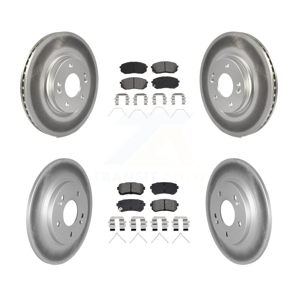 Front Rear Coated Disc Brake Rotors And Semi-Metallic Pad Kit For Hyundai Kona Kia Seltos KGS-102918