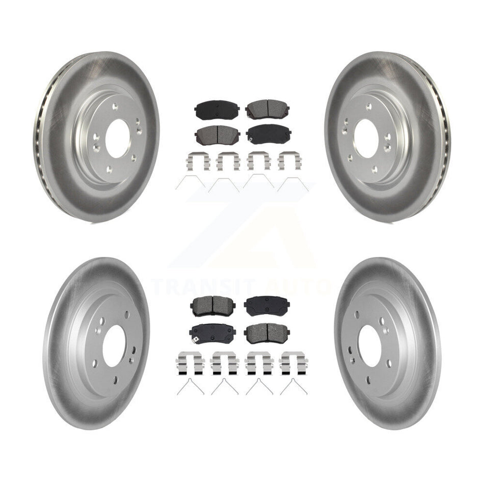 Front Rear Coated Disc Brake Rotors And Semi-Metallic Pad Kit For Hyundai Kona Kia Seltos KGS-102918