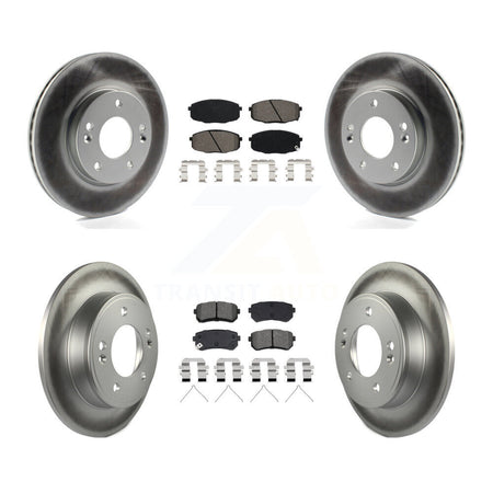 Front Rear Coated Disc Brake Rotors And Semi-Metallic Pad Kit For Hyundai Kona Kia Seltos KGS-102920