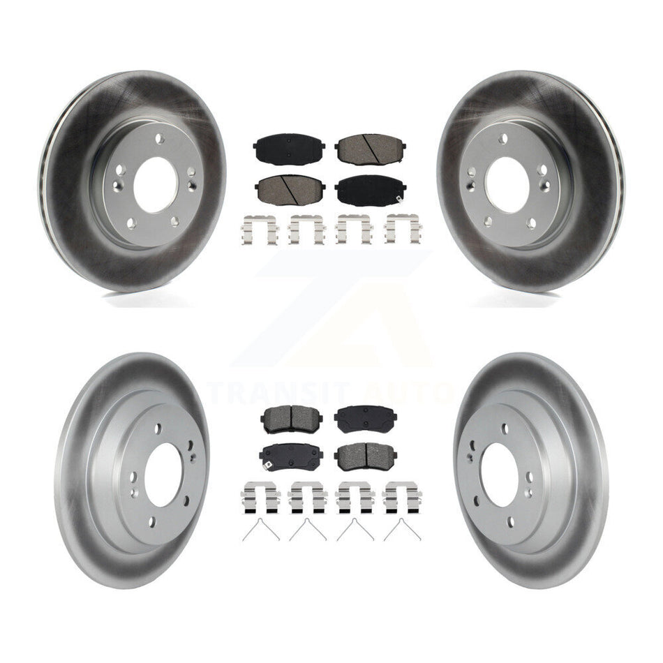 Front Rear Coated Brake Rotor & Semi-Metallic Pad Kit For 2022 Hyundai Kona FWD with 1.6L KGS-102921