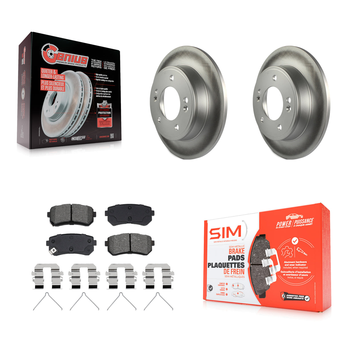 Rear Coated Disc Brake Rotors And Semi-Metallic Pads Kit For Hyundai Kona Kia Seltos KGS-102936
