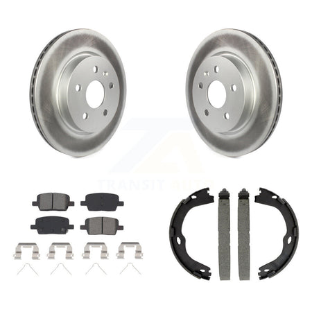 Rear Disc Coated Rotors Semi-Metallic Pads & Parking Brake Shoes Kit For Chevrolet Camaro KGS-102939