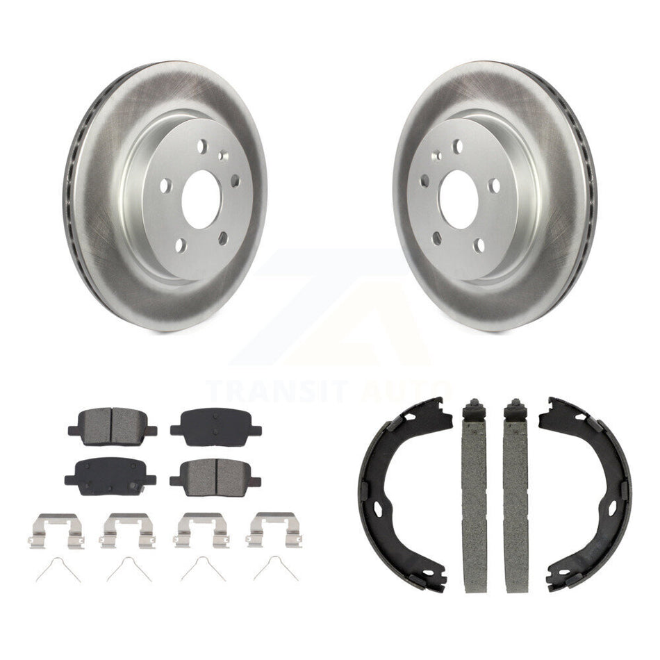 Rear Disc Coated Rotors Semi-Metallic Pads & Parking Brake Shoes Kit For Chevrolet Camaro KGS-102939