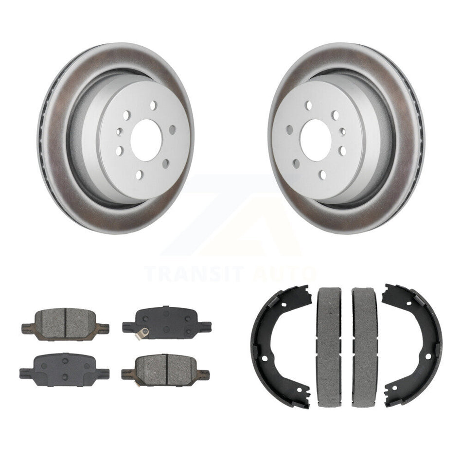 Rear Disc Coated Rotors Semi-Metallic Pads & Parking Shoes Kit For Chevrolet Colorado GMC KGS-102943