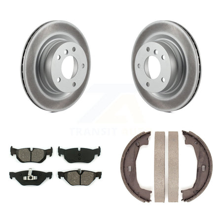 Rear Disc Coated Rotors Semi-Metallic Pads Parking Brake Shoes Kit For BMW 323i 328i 325i KGS-102944