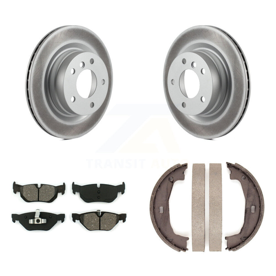 Rear Disc Coated Rotors Semi-Metallic Pads Parking Brake Shoes Kit For BMW 323i 328i 325i KGS-102944