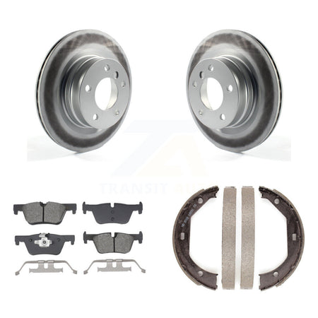 Rear Disc Coated Rotors Semi-Metallic Pads And Parking Brake Shoes Kit For BMW 328i KGS-102945