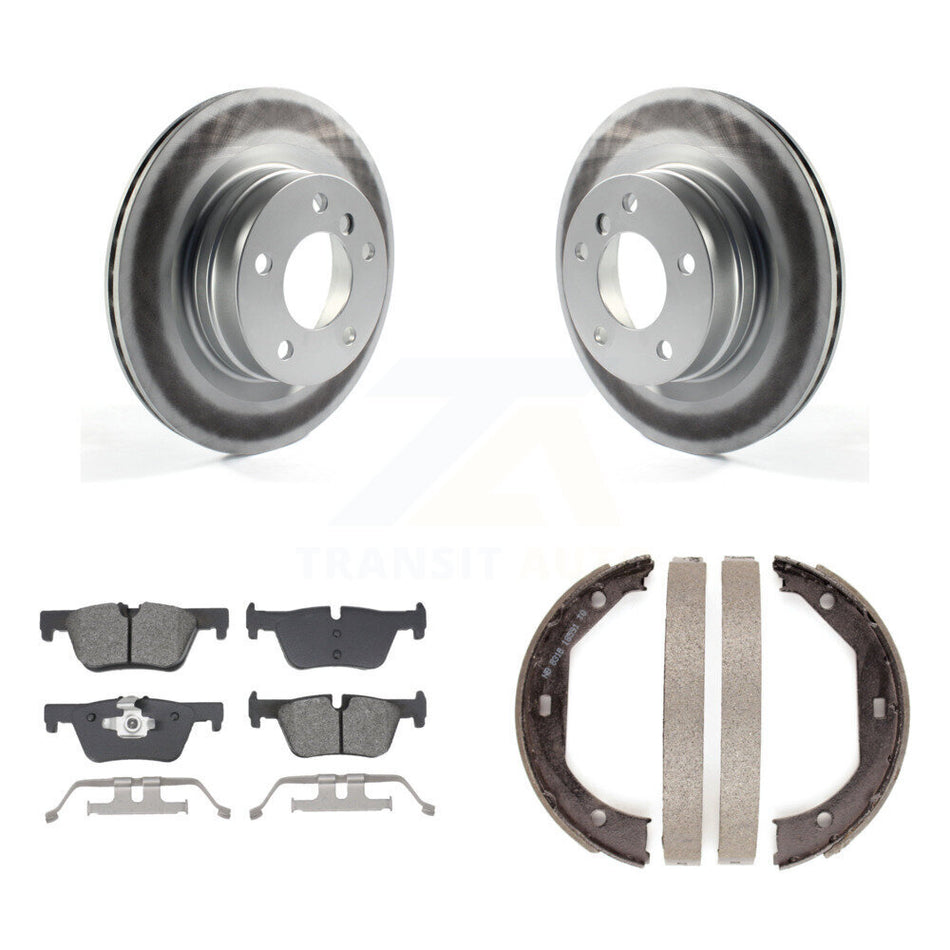 Rear Disc Coated Rotors Semi-Metallic Pads And Parking Brake Shoes Kit For BMW 328i KGS-102945