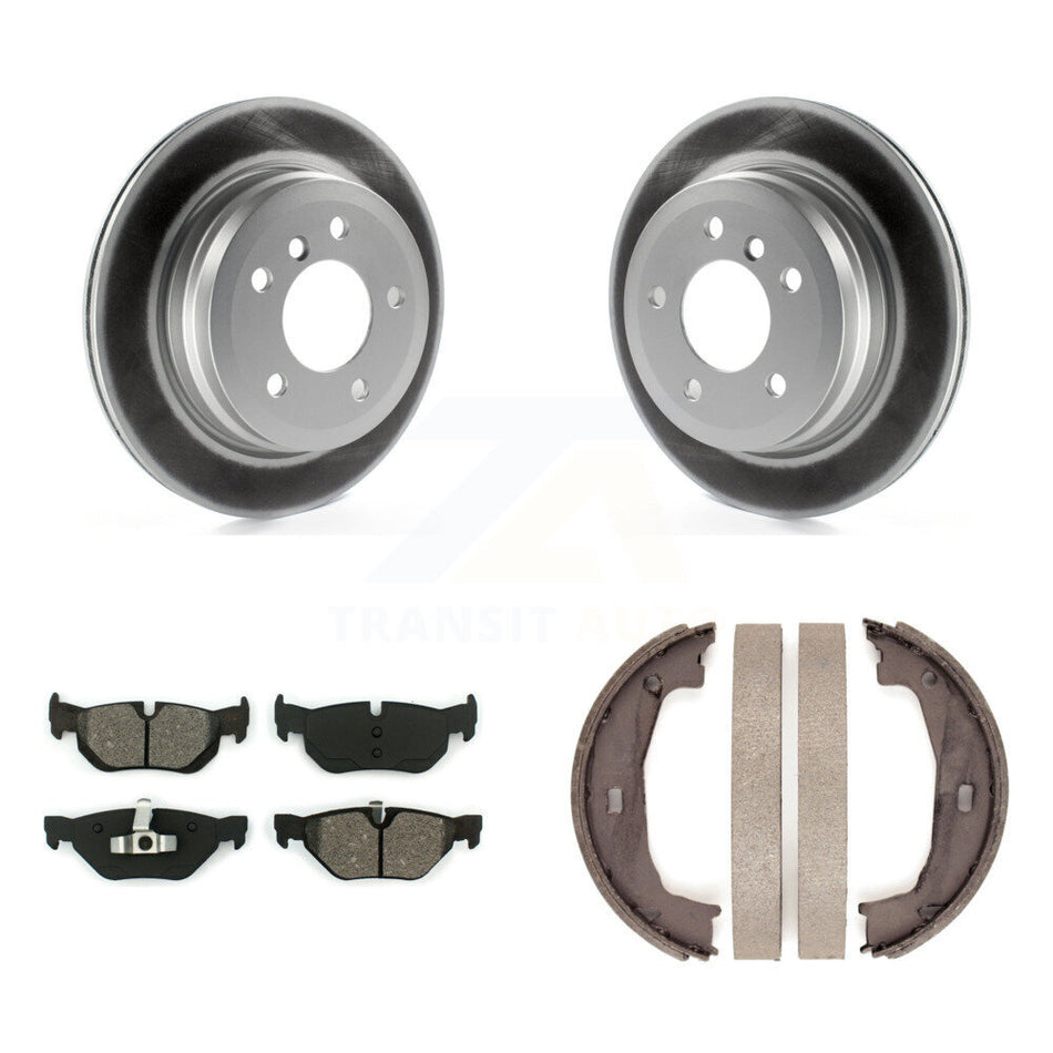 Rear Disc Coated Rotors Semi-Metallic Pads Parking Shoes Kit For BMW 328i Wagon with 3.0L KGS-102948