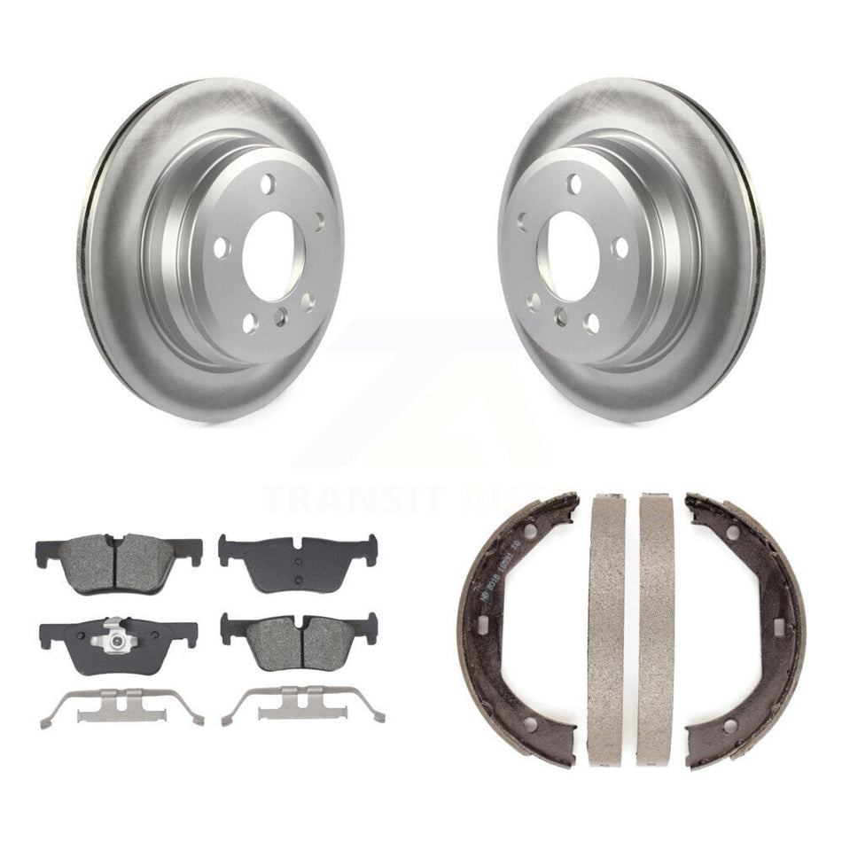 Rear Disc Coated Rotors Semi-Metallic Pads Parking Shoes Kit For BMW 328i xDrive 330i GT KGS-102949