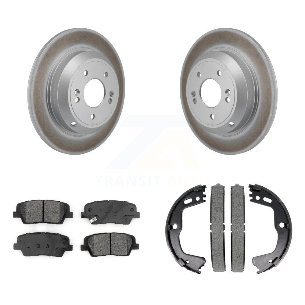 Rear Disc Coated Rotors Semi-Metallic Pads Parking Shoes Kit For Kia Stinger Genesis G70 KGS-102956