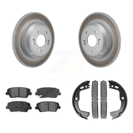 Rear Disc Coated Rotors Semi-Metallic Pads Parking Shoes Kit For Kia Stinger Genesis G70 KGS-102956