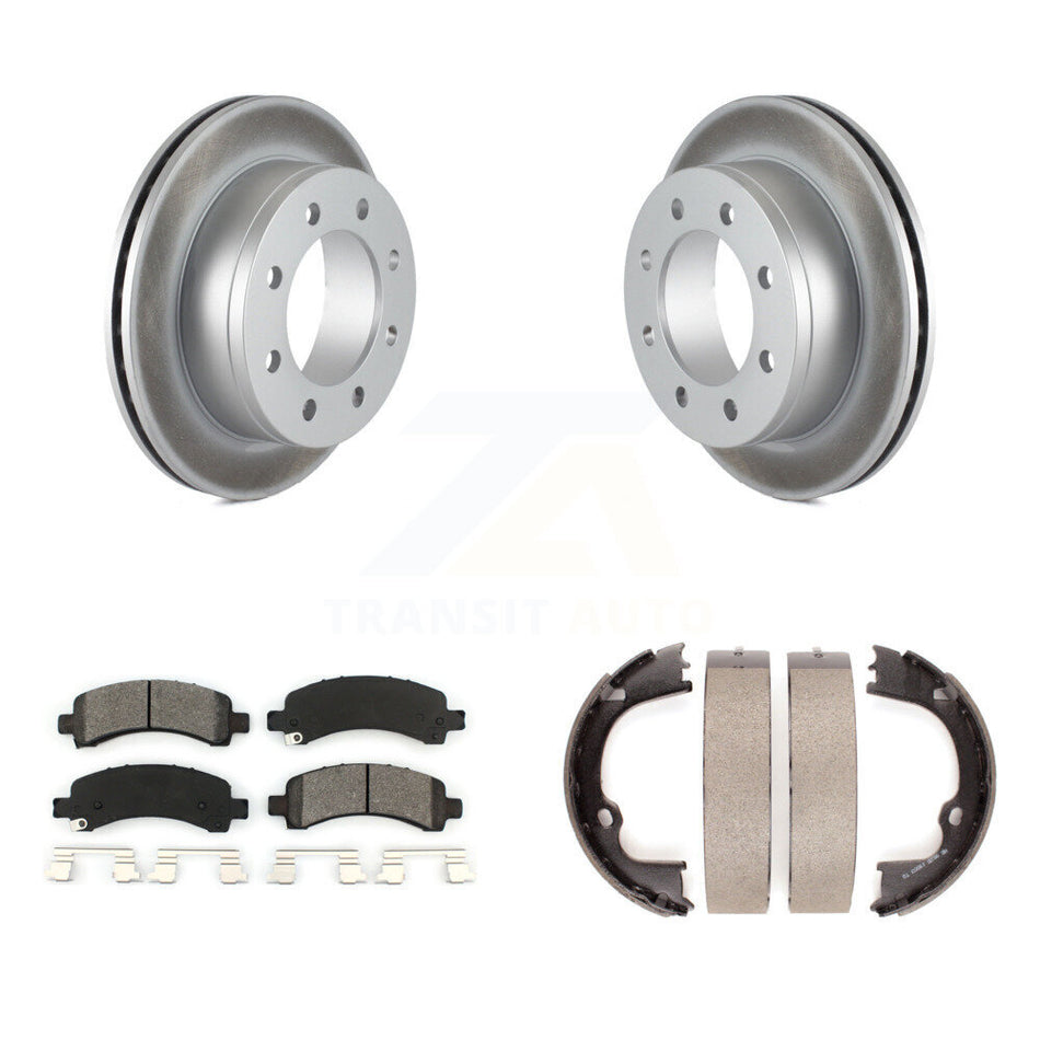 Rear Disc Coated Rotors Semi-Metallic Pads And Parking Shoes Kit For Chevrolet GMC Savana KGS-102960